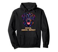 Black Labrador Fetch Snack Repeat Colorful Portrait Design Pullover Hoodie
