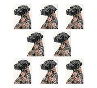 Black Labrador Floral Greeting Cards Pack of 8 Watercolour Dog Lover Note Cards Any Occasion Blank Inside A6 10x15cm
