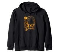 Black Labrador Howling To The Moon Forest Scene Zip Hoodie