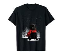 Black Labrador In The Snow Merry Christmas Winter Gift T-Shirt