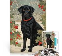 Black Labrador in WinterAdult Jigsaw Puzzles 1000 Pieces Decompressing Intellectual Educational Toy Great gifts and toys 38x26cm