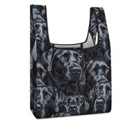 Black Labrador Lab Dog Funny Reusable Grocery Bag Printed Fold-able Shopping Bags Washable Tote Lightweight Storage Pouch with Handle