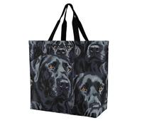 Black Labrador Lab Dog Novelty Women's Shoulder Tote Bag Shopping Bags Reusable Lightweight Grocery Handbags Travel Storage Pouch