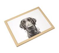 Black Labrador Lap Tray 44x34cm Cushioned Pet Dog Lifelike Art Padded Serving Bean Bag