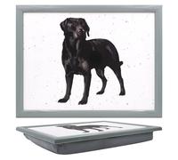 Black Labrador Lap Tray with Cushioned Bean Bag Base, 44 x 34cm