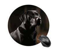 Black Labrador Mouse Pad Funny Round Mousepad Anti-Slip Rubber Mouse Mat Laptop Desk Accessories 7.8 X 7.8 Inch for Office and Home Use