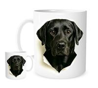 Black Labrador Mug - 11oz White Ceramic Coffee Cup with Photorealistic Dog Breakthrough Design - Gift for Dog Lovers, Pet Owners & Lab Fans