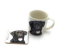 Black Labrador mug and coaster set