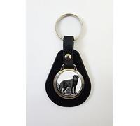 Black Labrador On A Leather Key Fob Keyring Ideal Birthday Gift N20