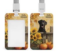 Black Labrador on A Wooden Railing ID Badge Holder Retractable Clip Card Holder Card Protector Name Badge Name Tag for Work Office Doctor Nurse