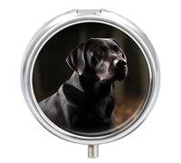 Black Labrador Pill Box 3 Compartment Portable Round Pill Organizer Leak-Proof Lightweight Daily Compact Travel Pill Case for Vitamins Supplements Medication