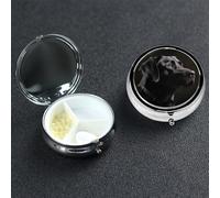 Black Labrador Pill Box 3 Compartment Round Metal Pill Case for Purse & Pocket, Portable Medicine Organizer Travel Pillbox Daily Pill Container Holder to Hold Vitamins, Fish Oil