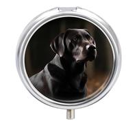 Black Labrador Pill Box for Pocket Round Pill Box 3 Compartment Decorative Portable Travel Pill Holder Tablet Vitamin Organizer Mini Pill Case