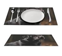 Black Labrador Placemat, 6 PCS PVC Placemats Washable Non-Slip Place Mats for Dining Table, Wipeable Table Mat for Party Kitchen Dining Decor