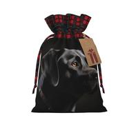 Black Labrador Print Christmas Drawstring Gift Bags Reusable Gift Bags Burlap Drawstring Bags Xmas Gift Bag For Wedding Christmas New Year'S Day Present Storage Bag