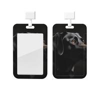 Black Labrador Printed Card Badge Holder Id Badge Card Holder Badge Holders with Lanyards for Offices Staff Access Card Metro Card
