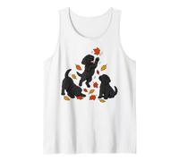 Black Labrador Puppies Fall Leaves Tank Top