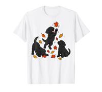 Black Labrador Puppies Fall Leaves Value Graphic T-Shirt