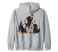 Black Labrador Puppies Fall Leaves Zip Hoodie