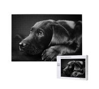 Black Labrador Puppy Art,1000 Pieces Wooden Jigsaw Family Game Jigsaw Puzzles for Adults Teens Home Decor
