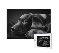 Black Labrador Puppy Art,300 Pieces Wooden Jigsaw Family Game Jigsaw Puzzles for Adults Teens Home Decor