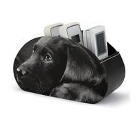 Black Labrador Puppy Remote Control Holders Waterproof Pu Leather TV Remote Holder Desktop Storage Organizers Remote Caddy Box with 5 Compartments for TV Remotes/Media Controllers/Office Supplies