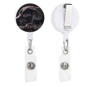 Black Labrador Puppy Retractable Badge Reel - Personalized ID Name Badge Holder with Lanyard Cute Badges Reel Holder Round Nurse Doctor Name Tag Badges Clip for Work