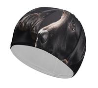 Black Labrador Puppy Swim Cap for Women Men Swimming Hat Bath Waterproof Pool Caps for Long Thick Curly Hair