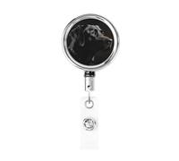 Black Labrador Retractable Id Badge Holder Badge Reels with Clip Cute Name Card Holder for Office Worker Doctor Nurse Teacher