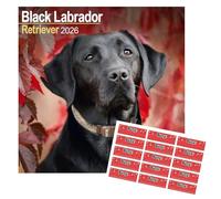 Black Labrador Retriever Calendar 2026 | 16 months | with FREE Organisational Stickers, Black Labrador Gift