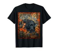 Black Labrador Retriever Dog Floral Art T-Shirt