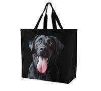 Black Labrador Retriever Dog Novelty Women's Shoulder Tote Bag Shopping Bags Reusable Lightweight Grocery Handbags Travel Storage Pouch