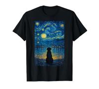 Black Labrador Retriever Dog Watching Van's Sky Over Water Value Graphic T-Shirt, Men, Black, M