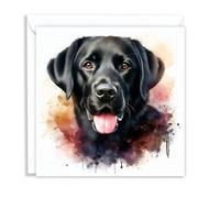 Black Labrador Retriever Dog Watercolour Splash Effect Artistic Blank Greeting Card