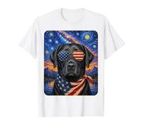 Black Labrador Retriever Lab Dog USA Flag Glasses American Value Graphic T-Shirt, Men, White, L