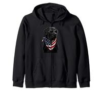 Black Labrador Retriever Patriotic USA Flag Dog Lover Zip Hoodie