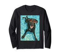 Black Labrador Retriever with Sunglasses Dog Swimming Summer Long Sleeve T-Shirt