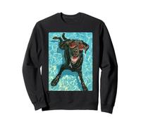 Black Labrador Retriever with Sunglasses Dog Swimming Summer Sweatshirt