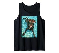 Black Labrador Retriever with Sunglasses Dog Swimming Summer Tank Top