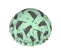 Black Labrador Retrievers Green Print Shower Cap,Double Waterproof Bathing Cap,Double Waterproof Bathing Cap,Nightcap