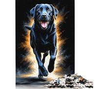 Black Labrador Running Puzzle Friendly Materials 100 Percent Recycled Cardboard Jigsaw Puzzle for Adult Children Easter Gift 500pcs (52x38cm)