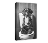 Black Labrador Sitting On Toilet Wall Art Black Lab Texting (2)
