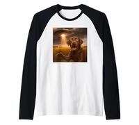 Black Labrador UFO Selfie Funny Invasion Alien Sarcastic Art Raglan Baseball Tee