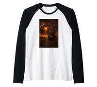 Black Labrador UFO Selfie with Funny Invasion Alien Graphic Raglan Baseball Tee