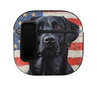 Black Labrador With Flag Compatible with AirPods 4 Case Cover with Button Protector