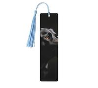 Black Labrador Wooden Bookmarks 5pcs with Sky Blue Tassels Handmade Double-Sided Printed Book Marks Page Markers Book Accessories Gift for Book Lovers Women Men