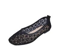 Black Lace Ballet Flats for Women Slip on Square Toe Flats Slip on Ballerina Comfortable Casual Work Dress Shoes Mesh Ballet Pumps Dolly Shoes Footwear UK Size 6