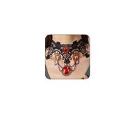 Black Lace Choker Necklace for Women Gothic Steampunk Lace Collar Choker Vintage Red Black Crystal Vampire Necklaces for Halloween Jewelry Witch Costume Accessories, Metal, No Gemstone