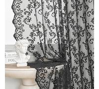 Black Lace Curtains 84 Inches Long 2 Panels Vintage Paisley Floral Sheer Curtains for Living Room Bedroom Unique Goth Drapes Crochet Rod Pocket Light Filtering Window Dark Gothic Decor, 52x84
