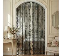 Black Lace Curtains for Living Room, 84 Inches Long, 2 Panels Set, Boho Sheers with Floral Curtain Lace, Vintage Floral, Sheer Curtains 84 Inch Length, Rod Pocket, 52 x 84 Inch